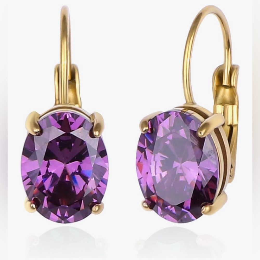 Gorgeous Neiman Marcus 18KT Gold Vermeil Oval Amethyst Earrings